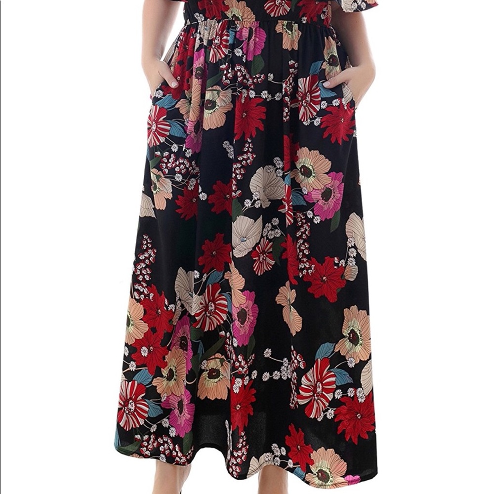 🌺Plus Size Floral 2-in-1 Ruffle Maxi Dress, 14-20 - Picture 6 of 7